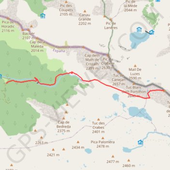 Itinéraire Pic de Serre Haute depuis la vallée de Canejan, distance, dénivelé, altitude, carte, profil, trace GPS
