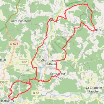 Itinéraire Parcours depuis Brantôme rectifié (35km)-16379248, distance, dénivelé, altitude, carte, profil, trace GPS