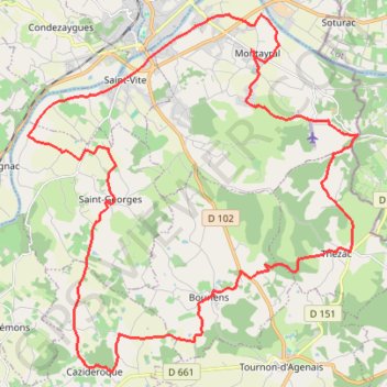 Itinéraire Circuit Vallée du Lot en Fumélois - Montayral, distance, dénivelé, altitude, carte, profil, trace GPS