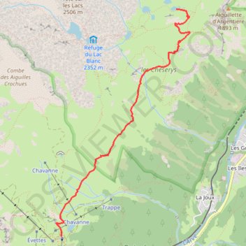 Itinéraire Lac des chéserys par la flégère, distance, dénivelé, altitude, carte, profil, trace GPS