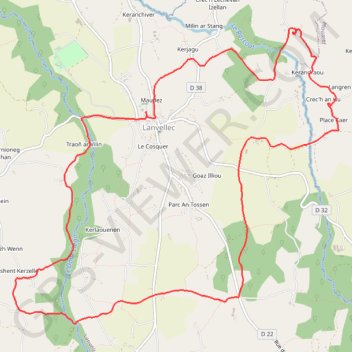 Itinéraire Lanvellec, distance, dénivelé, altitude, carte, profil, trace GPS