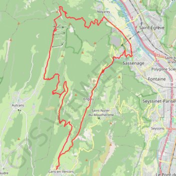 Itinéraire Sassenage-Moliere-Boeuf-Poyet-Diday, distance, dénivelé, altitude, carte, profil, trace GPS