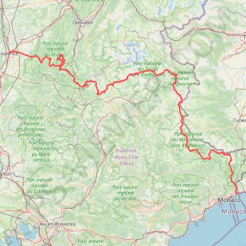 Itinéraire Périple de valence à Menton, distance, dénivelé, altitude, carte, profil, trace GPS