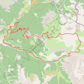 Itinéraire Les forts infernet et gondran lac noir et cervières, distance, dénivelé, altitude, carte, profil, trace GPS
