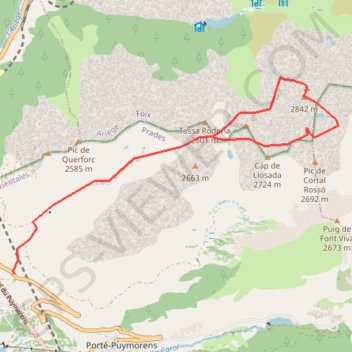 Itinéraire Puig Pedrós par le couloir NNO, distance, dénivelé, altitude, carte, profil, trace GPS