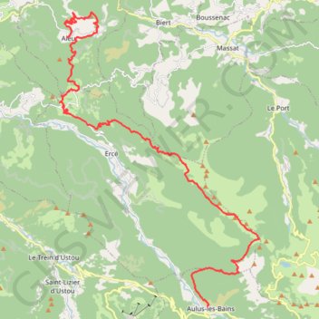 Itinéraire Aleu - Aulus les Bains, distance, dénivelé, altitude, carte, profil, trace GPS