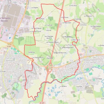 Itinéraire NOYAL - CHATILLON SUR SEICHE, distance, dénivelé, altitude, carte, profil, trace GPS