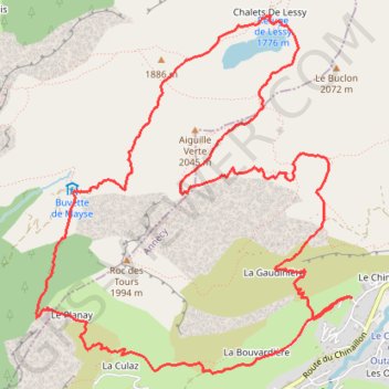 Itinéraire Tour du Lac de Lessy, distance, dénivelé, altitude, carte, profil, trace GPS