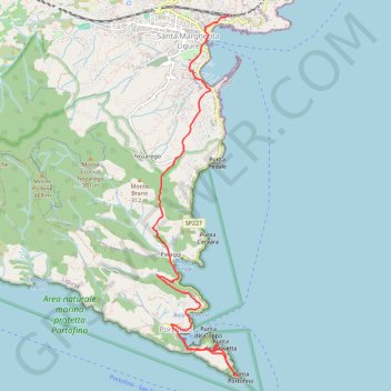 Itinéraire Randonnée sur la presqu'ile de Portofino, distance, dénivelé, altitude, carte, profil, trace GPS