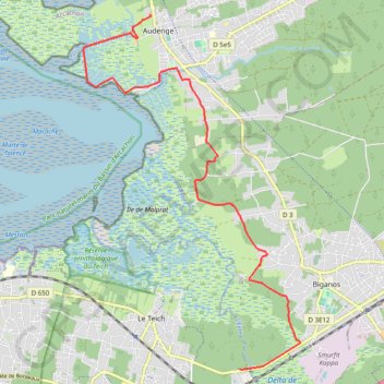 Itinéraire Compostelle - Voie du littoral - Audenge - Pont de Lamothe, distance, dénivelé, altitude, carte, profil, trace GPS