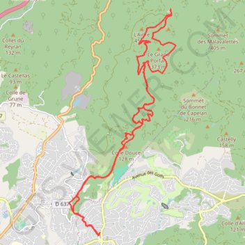 Itinéraire Balade dans l'esterel, distance, dénivelé, altitude, carte, profil, trace GPS