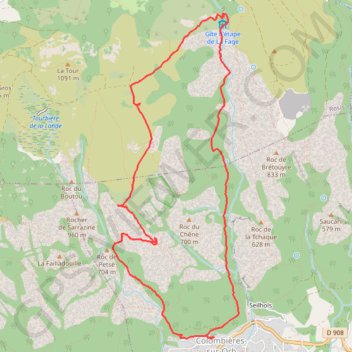 Itinéraire Colombieres sur Orb, distance, dénivelé, altitude, carte, profil, trace GPS