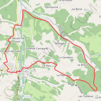 Itinéraire Boucle des Moulins Saint-Geniès, distance, dénivelé, altitude, carte, profil, trace GPS