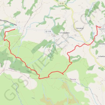 Itinéraire Base de loisirs Bordaberria - Hélette, distance, dénivelé, altitude, carte, profil, trace GPS
