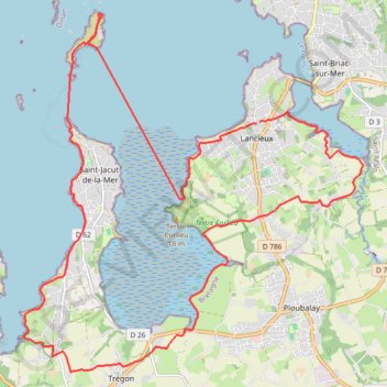 Itinéraire Lancieux-Les Hébihens, distance, dénivelé, altitude, carte, profil, trace GPS