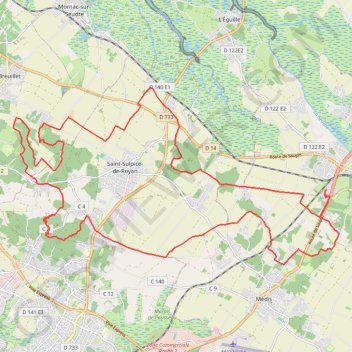 Itinéraire Saujon 34 kms, distance, dénivelé, altitude, carte, profil, trace GPS