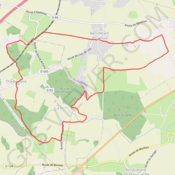 Itinéraire Randonnée à Berville en Roumois, distance, dénivelé, altitude, carte, profil, trace GPS