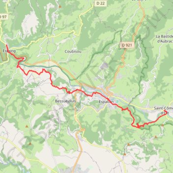 Itinéraire Saint-Côme-d'Olt - Estaing - Chemin de Saint-Jacques-de-Compostelle, distance, dénivelé, altitude, carte, profil, trace GPS
