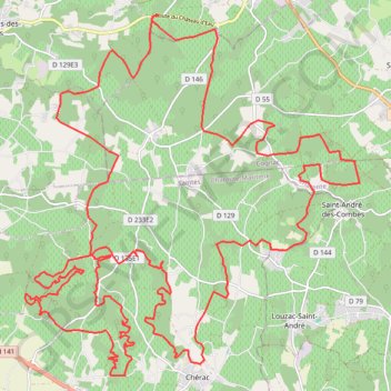 Itinéraire St André Chérac 40km, distance, dénivelé, altitude, carte, profil, trace GPS