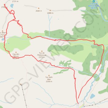 Itinéraire Tuc de Parros, distance, dénivelé, altitude, carte, profil, trace GPS