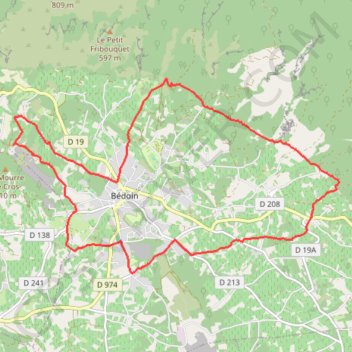 Itinéraire Rando autours de Bedoin (84), distance, dénivelé, altitude, carte, profil, trace GPS