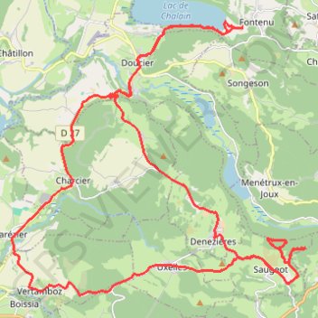 Itinéraire Doucier, Vertamboz, Saugeot, Jura 2009-08-03, distance, dénivelé, altitude, carte, profil, trace GPS