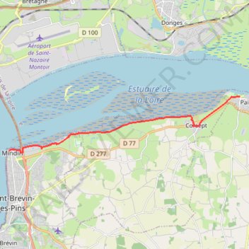 Itinéraire 001: Saint-Brevin-les-Pins – Paimbœuf (Developed + Signed), distance, dénivelé, altitude, carte, profil, trace GPS