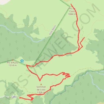 Itinéraire Pic de Coos, distance, dénivelé, altitude, carte, profil, trace GPS
