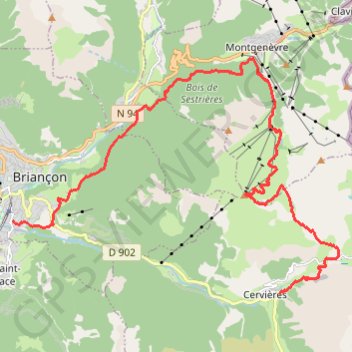 Itinéraire De Cervières à Briançon part le sommet des Anges, distance, dénivelé, altitude, carte, profil, trace GPS