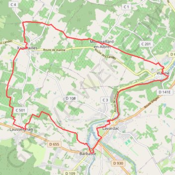 Itinéraire La Randonnée des bastides et châteaux en Albret - Pays d'Albret, distance, dénivelé, altitude, carte, profil, trace GPS