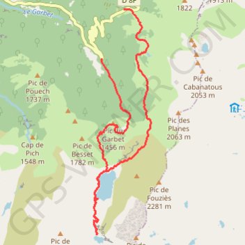 Itinéraire Étang du Garbet et étang Bleu par Coumebière, distance, dénivelé, altitude, carte, profil, trace GPS