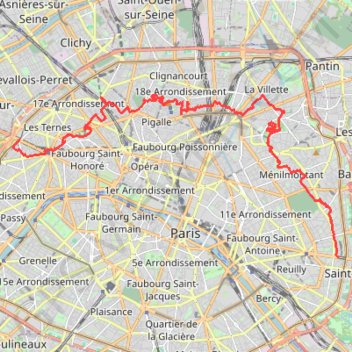 Itinéraire Traversée de Paris, distance, dénivelé, altitude, carte, profil, trace GPS