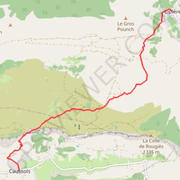 Itinéraire G3a CIPIERES - CAUSSOLS, distance, dénivelé, altitude, carte, profil, trace GPS