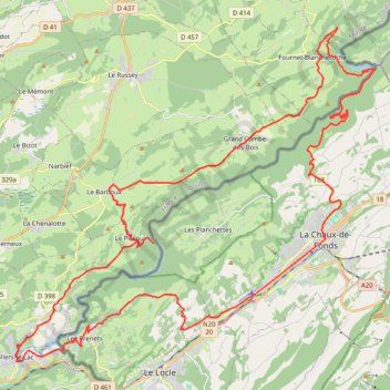 Itinéraire Le Saut du Doubs - Le Châtelot - Doubs, distance, dénivelé, altitude, carte, profil, trace GPS