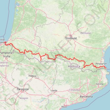 Itinéraire Hendaye - Banyuls-sur-Mer, distance, dénivelé, altitude, carte, profil, trace GPS