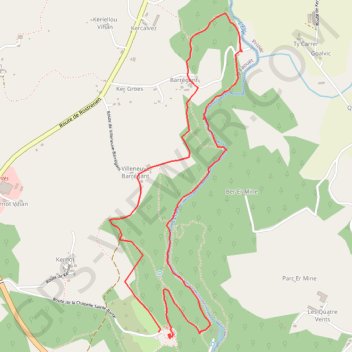 Itinéraire LE FAOUËT (chapelle Sainte Barbe), distance, dénivelé, altitude, carte, profil, trace GPS