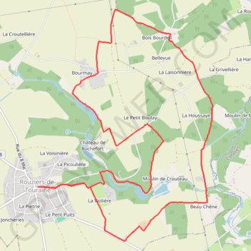 Itinéraire Rouziers-de-Touraine (PR154), distance, dénivelé, altitude, carte, profil, trace GPS
