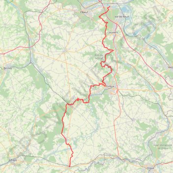 Itinéraire GR 222 : De Pont-de-l'Arche à Verneuil-sur-Avre (Eure), distance, dénivelé, altitude, carte, profil, trace GPS