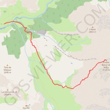 Itinéraire Pointe Basse de Mary : Face SW, distance, dénivelé, altitude, carte, profil, trace GPS