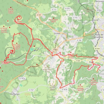 Itinéraire Autour du Puy de Dôme, distance, dénivelé, altitude, carte, profil, trace GPS
