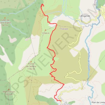 Itinéraire Rocca Sparvièra, distance, dénivelé, altitude, carte, profil, trace GPS