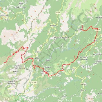 Itinéraire Burgo à Quenza, distance, dénivelé, altitude, carte, profil, trace GPS