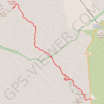 Itinéraire Pico Viejo, distance, dénivelé, altitude, carte, profil, trace GPS