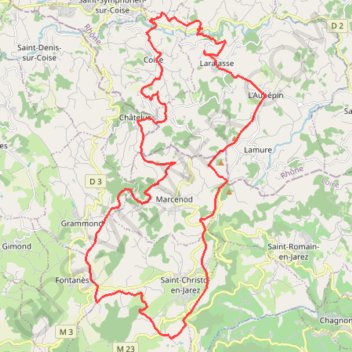 Itinéraire Larajasse : du côté de la Loire, distance, dénivelé, altitude, carte, profil, trace GPS