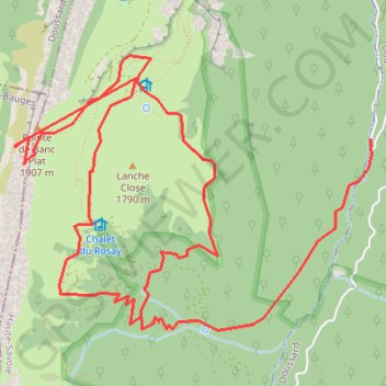Itinéraire Bauges - Pointe de Blanc Plat, distance, dénivelé, altitude, carte, profil, trace GPS