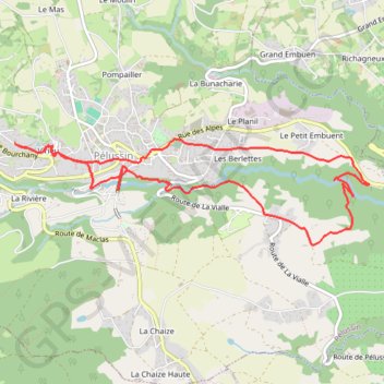 Itinéraire Pélussin (42), distance, dénivelé, altitude, carte, profil, trace GPS