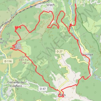 Itinéraire Boucle au départ de Codalet, distance, dénivelé, altitude, carte, profil, trace GPS
