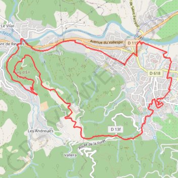 Itinéraire Céret, capitale de la cerise, distance, dénivelé, altitude, carte, profil, trace GPS
