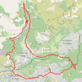 Itinéraire Roquefort-les-Pins - La Colle - Bramafan - Gourdon, distance, dénivelé, altitude, carte, profil, trace GPS