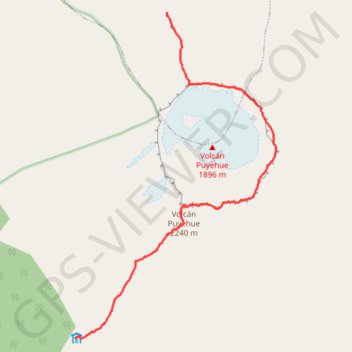 Itinéraire East ridge of the Puyehue Volcano crater, distance, dénivelé, altitude, carte, profil, trace GPS